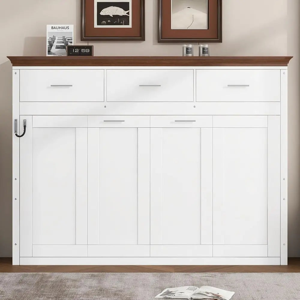 Horizontal Twin Size Murphy Bed Cabinet with Storage