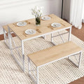 Steel Frame Wood-Grain Dinette Set for Breakfast Nook
